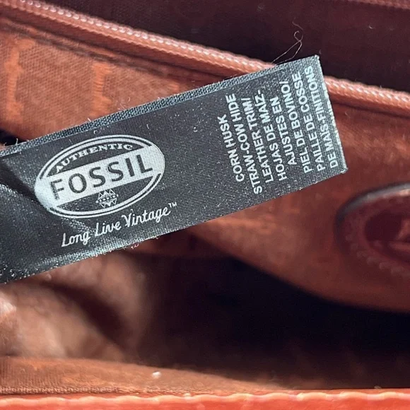 New Fossil Vintage Reissue Large Woven Straw Leather Trim Handbag, $198 - Picture 9 of 15